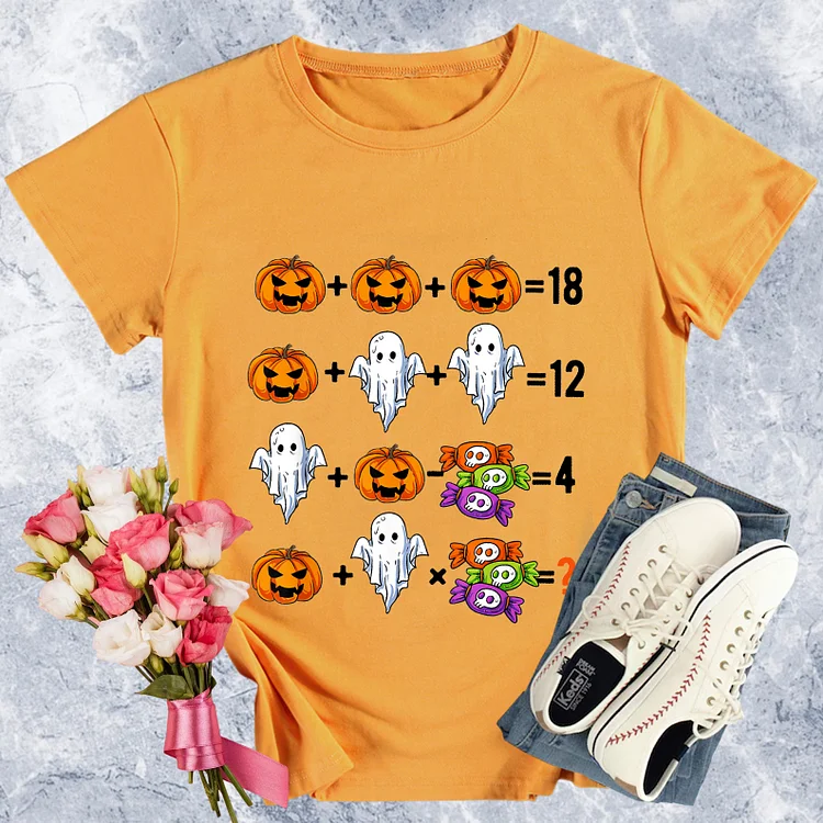 Halloween Math Round Neck T-shirt