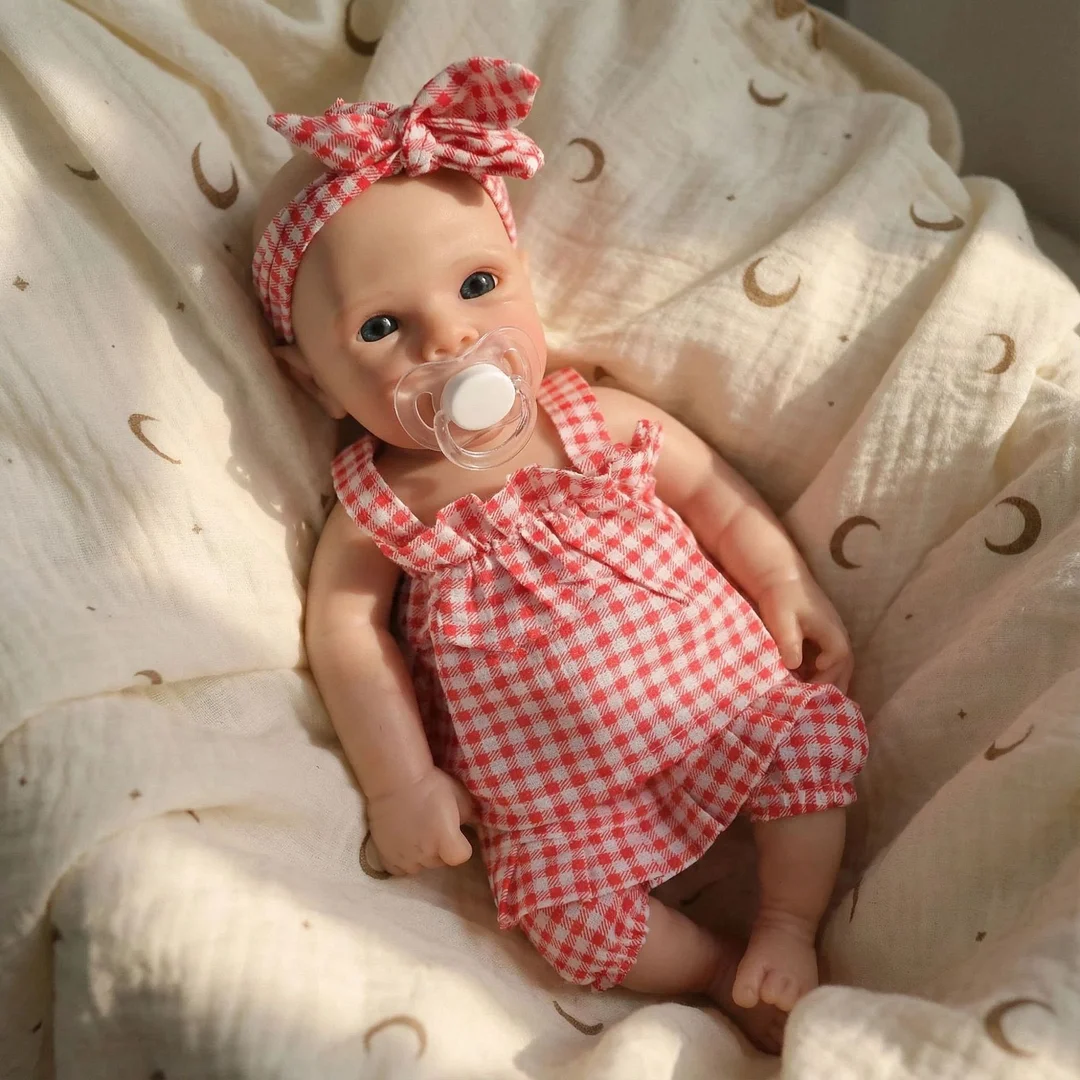 12-InchBettie Reborn baby Silicone Doll with Pink Plaid Camisole Set