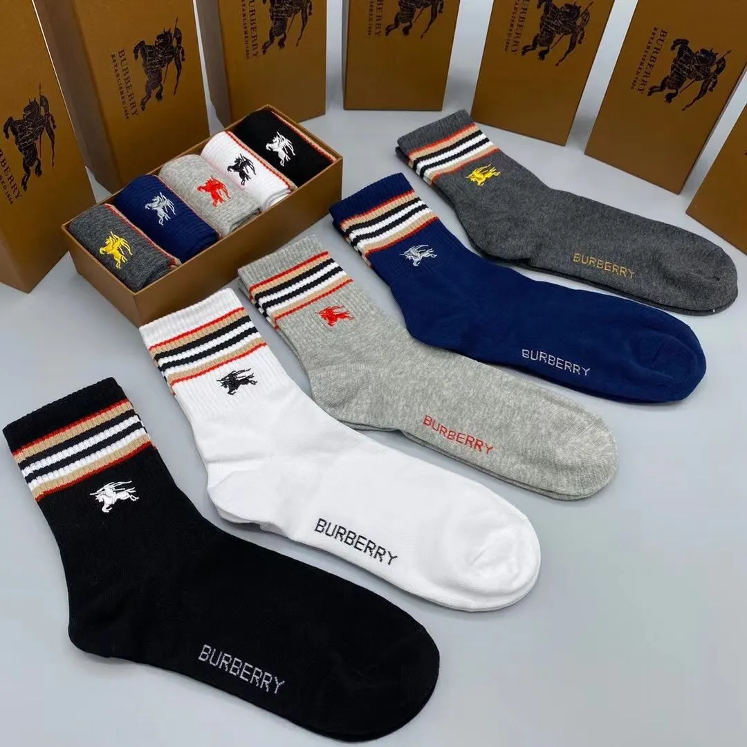 Men's Socks Breathable Mid-Calf Spring Autumn Winter Warm Comfortable Men's Socks Gift Box Sports Versatile Trendy Socks 5 Pairs