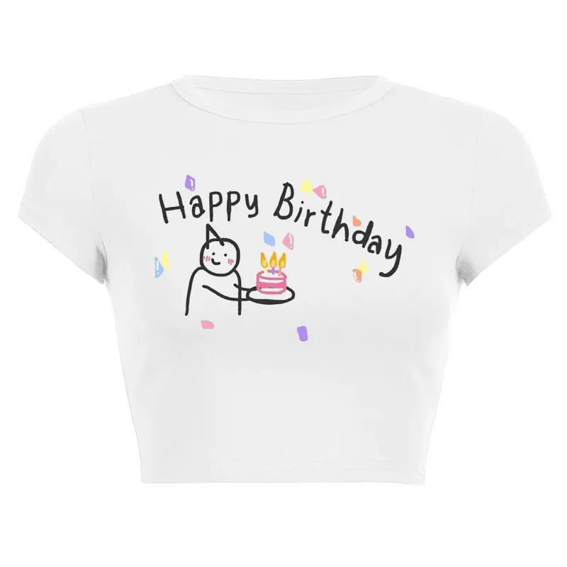 Brownm Brownm Simple Print T Women's Fashion Print Crop Top