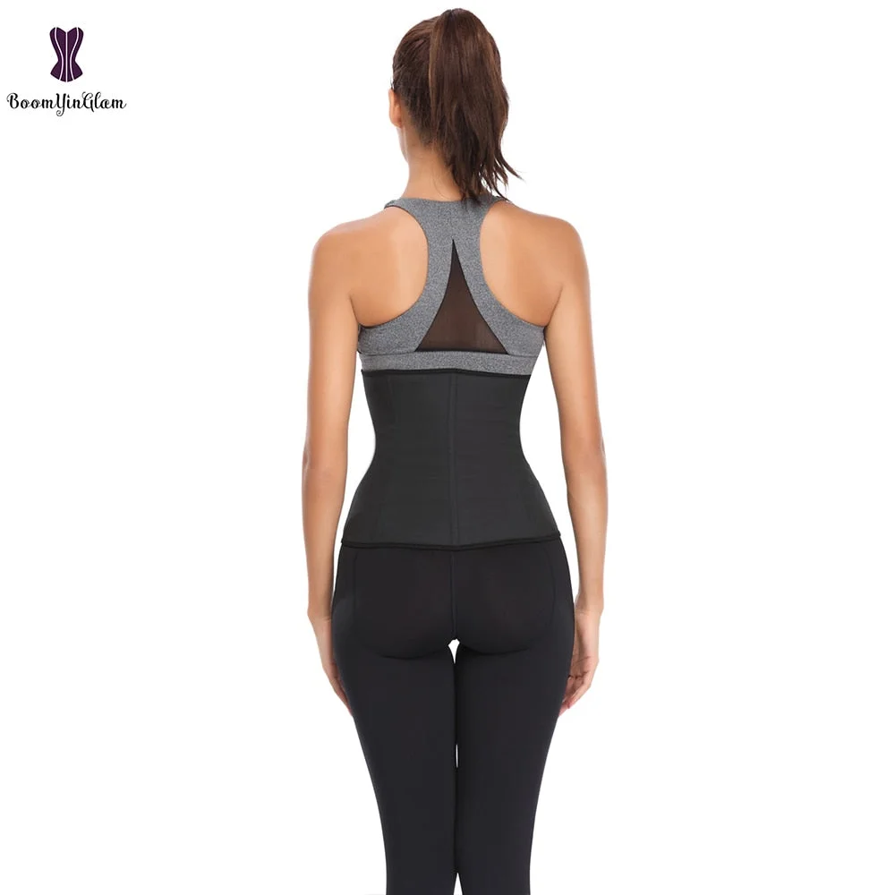 Front Zipper & Hooks 7 Steel Boned Firm Body Shapewear Latex Waist Trainer Cincher Shaper For Weight Loss Plus Size 608#