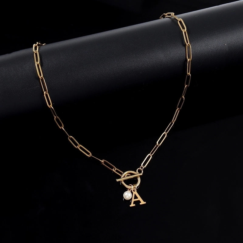 Casual Classic Style Letter 201 Stainless Steel 304 Stainless Steel Artificial Pearl Pendant Necklace
