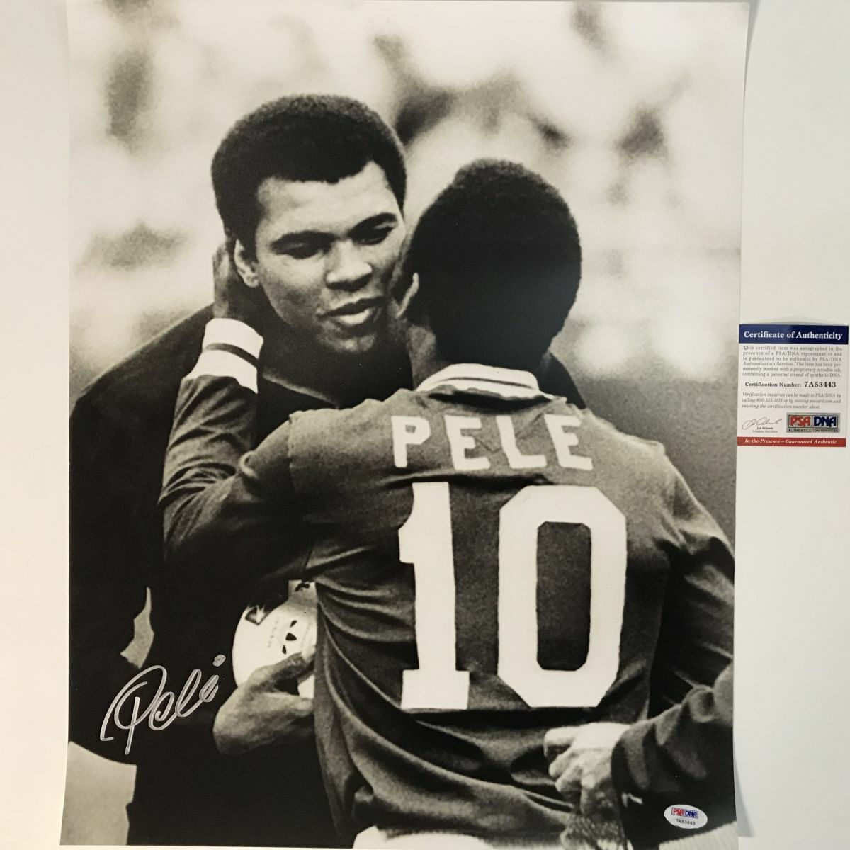 Autographed/Signed PELE Brazil Soccer 16x20 Photo Poster painting with Muhammad Ali PSA/DNA COA