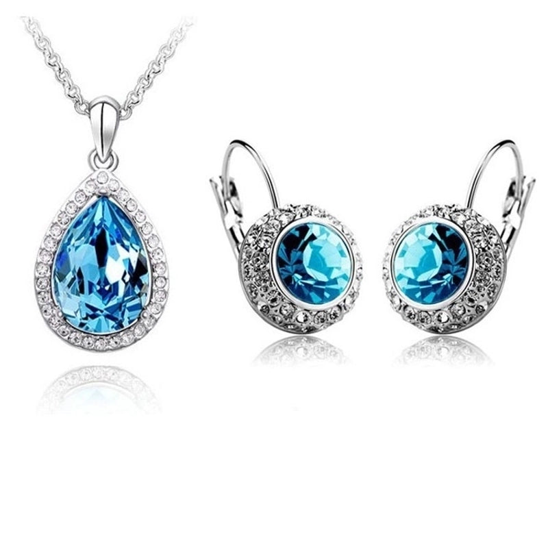 Alloy Diamond Heart Artificial Gemstones Crystal Jewelry Sets