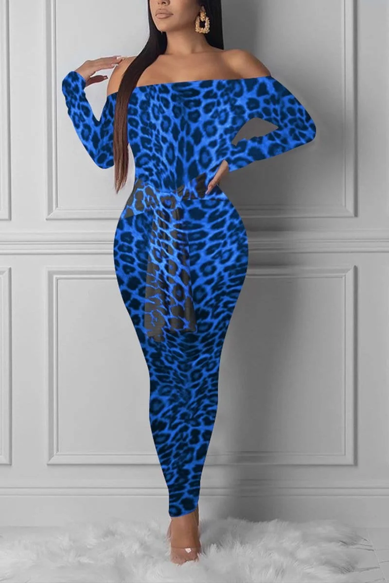 Fashion Leopard Print Off-Shoulder Dress