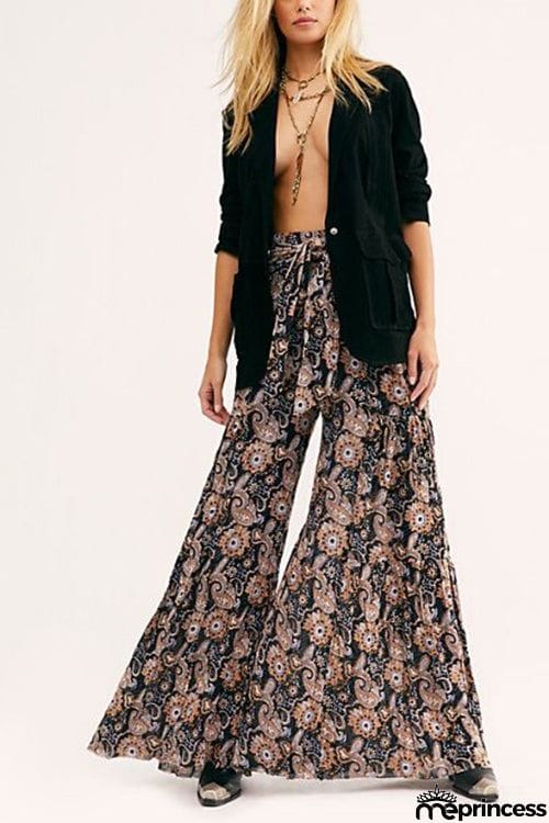Print Belted Palazzo Pant