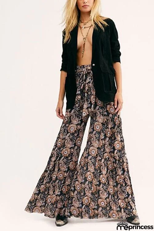 Print Belted Palazzo Pant