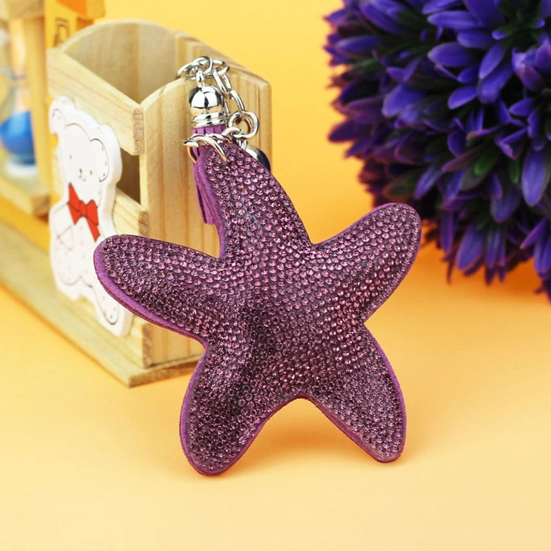 8 Pieces Glam Beach Starfish Flannel Diamond Women’S Keychain