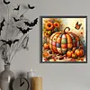 5D DIY Diamond Painting Kit Full Drill 40x40cm Round(Pumpkin and Flowers)