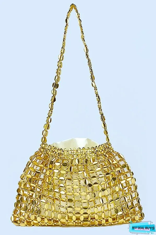 Fashion Handmade Flat Beaded Beaded Woven Handbag Bag