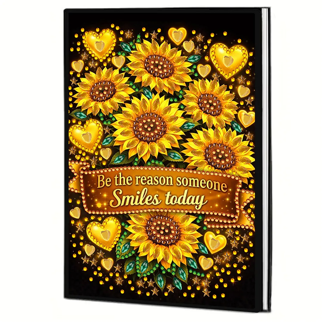 DIY Flower Diamond Painting Journals Notebooks 50 Pages A5 No Lines Special Shaped Diamond Art Kits for Beginners Craft Lovers and Artists (Sunflower)