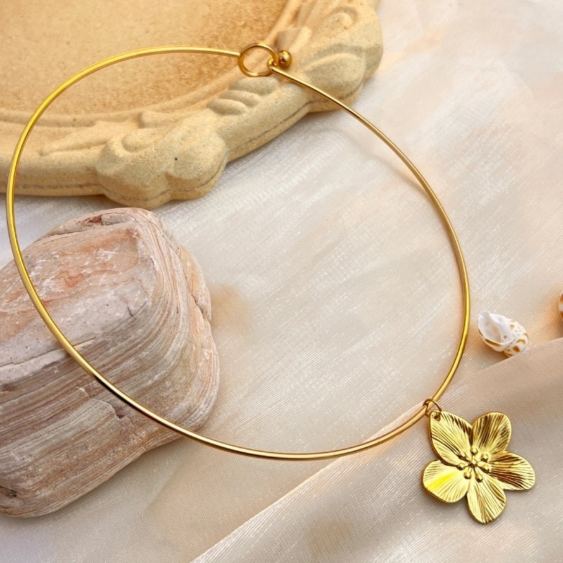 Elegant Marine Style Flower 304 Stainless Steel 18K Gold Plated Plating Stainless Steel Necklaces