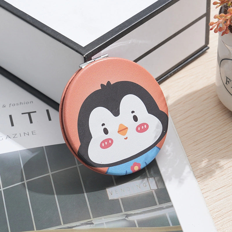 Cartoon Double-sided Portable Makeup Mirror Round Mini Mirror Bag Makeup Mirror Student Women Folding Small Mirror