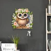 (US Only)Wooden Special Shape Owl 3 Hooks Diamond Painting Hook Rail for Wall Cabinet
