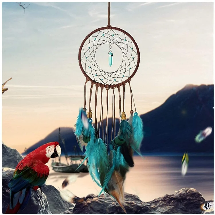 Olivenorma Turquoise Handmade Traditional Feather Dream Catcher