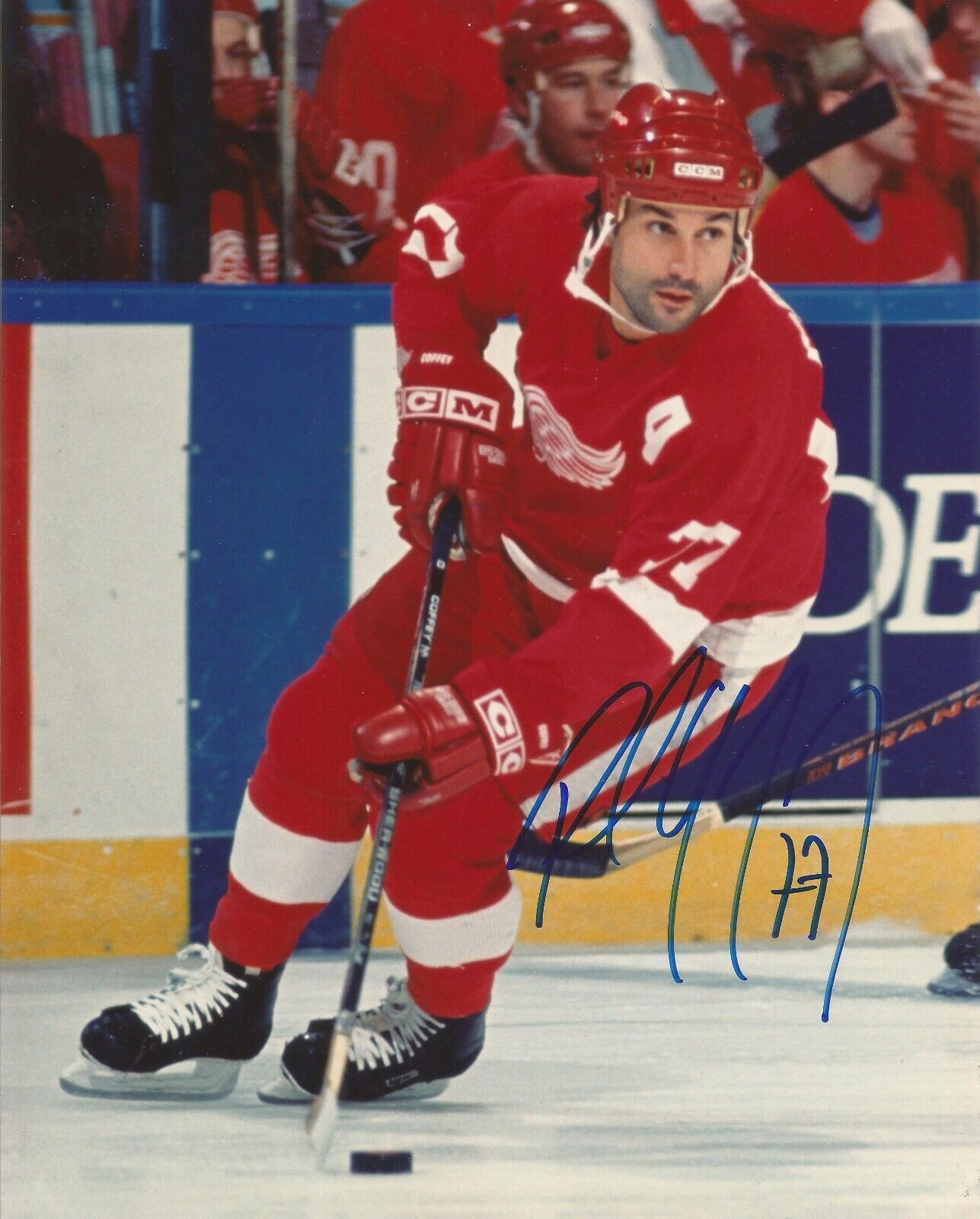 PAUL COFFEY RARE SIGNED DETROIT RED WINGS 8x10 Photo Poster painting with w/COA