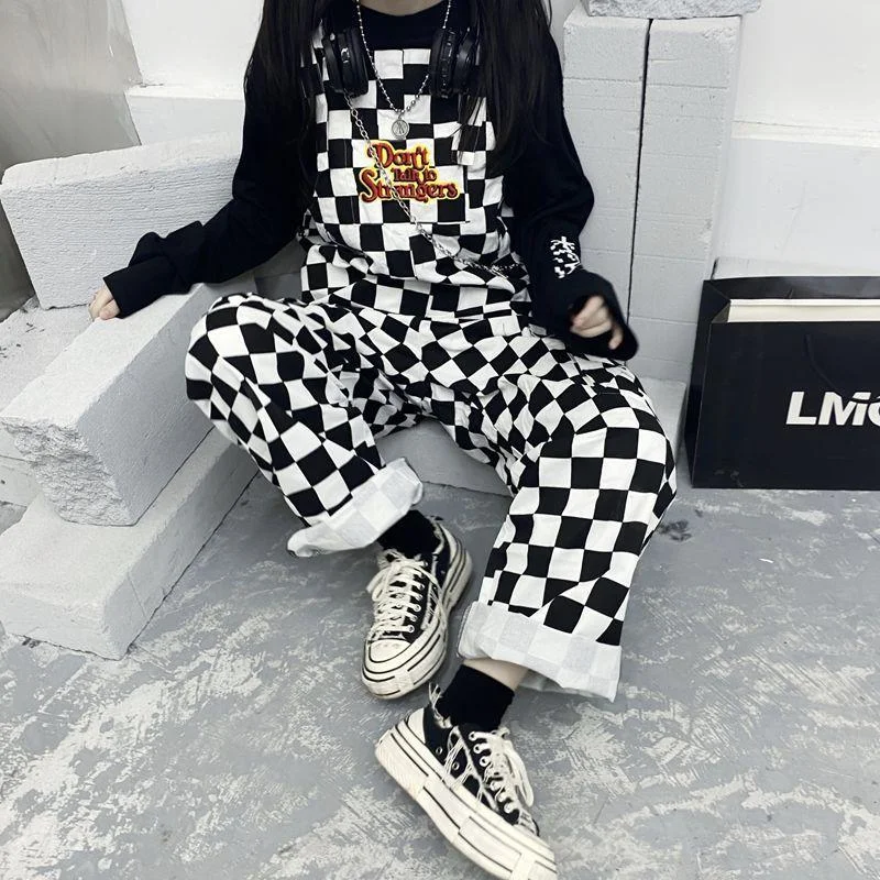 COW OR CHECKERBOARD PRINT CARGO OVERALLS