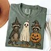 Women's Boo Ghost Raccoon Autumn Halloween Short Sleeve T-Shirt