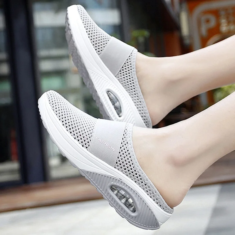 Women's sneakers Mesh Breathable Air Shoes For Women Increase Cushion Damping Platform Summer women shoes Walking Slippers 43