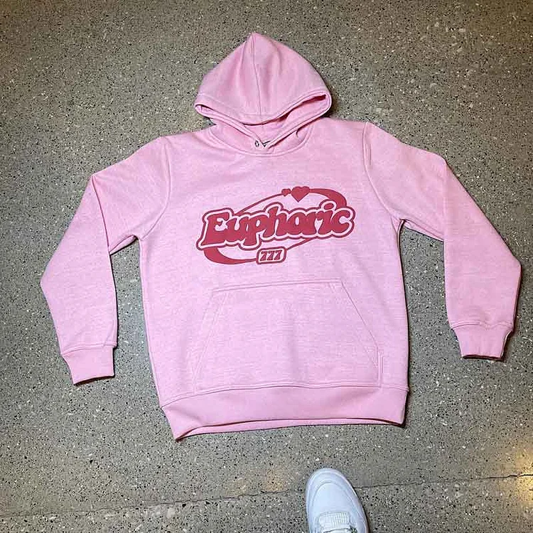 Letter Foam Loose Street Hooded Sweatshirt Zipless Pocket Hoodie at Hiphopee