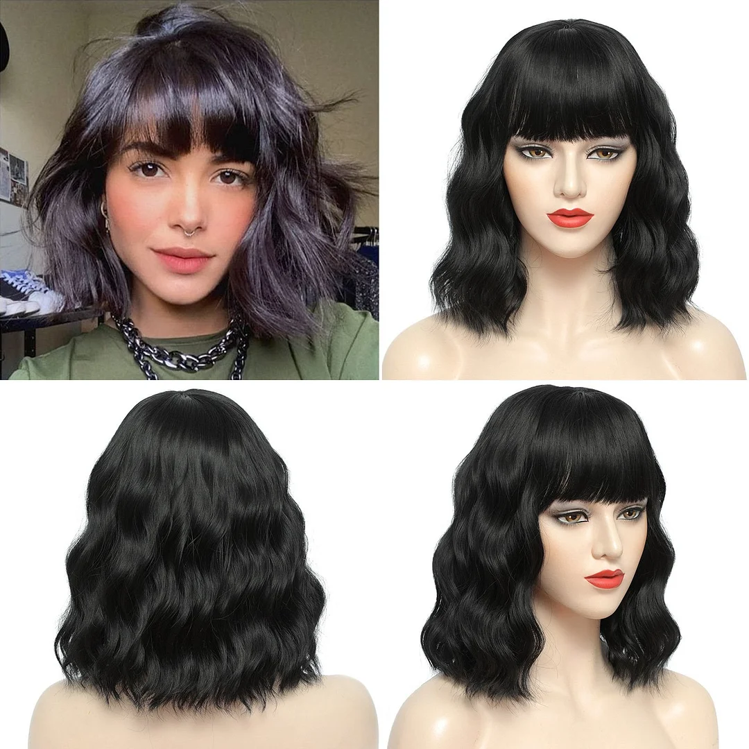 Simulation of Hair Ladies Wig Air Bangs Ripple Short Curly Hair
