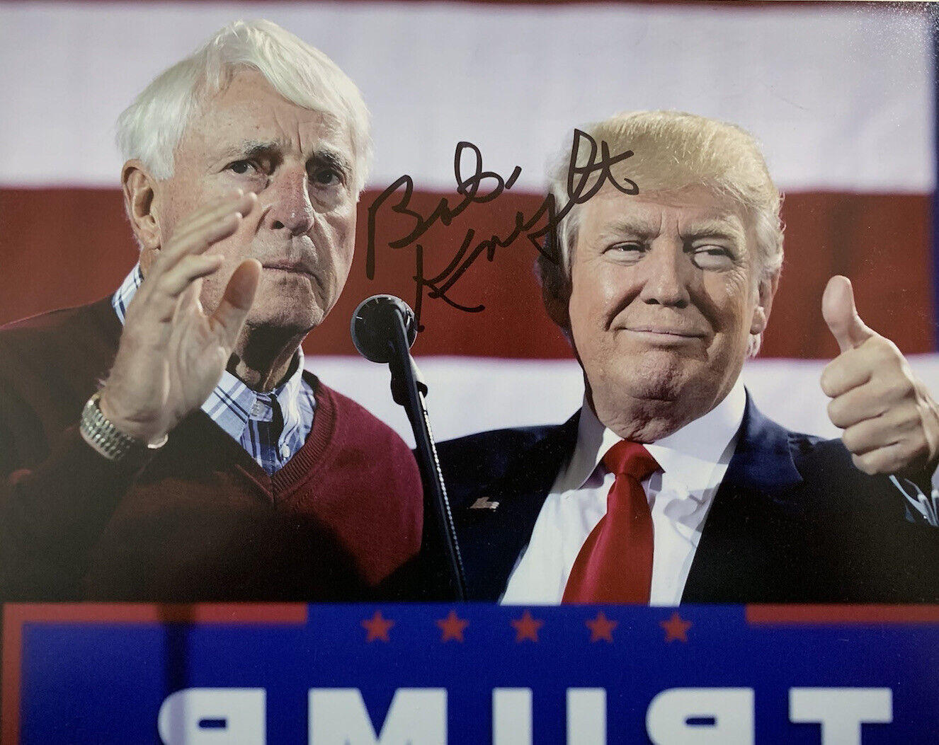 BOBBY KNIGHT HAND SIGNED 8x10 Photo Poster painting INDIANA BASKETBALL COACH AUTO TRUMP COA