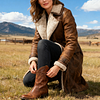 Women's Vintage Brown Suede Leather Coat With Shearling Lining by Inlyline