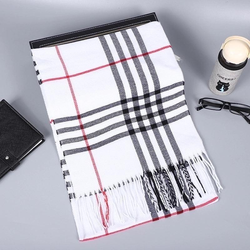 Autumn And Winter New Men’s Scarf Warm Korean Style British Plaid Cashmere Versatile Classic Men’s And Women’s Student Scarf