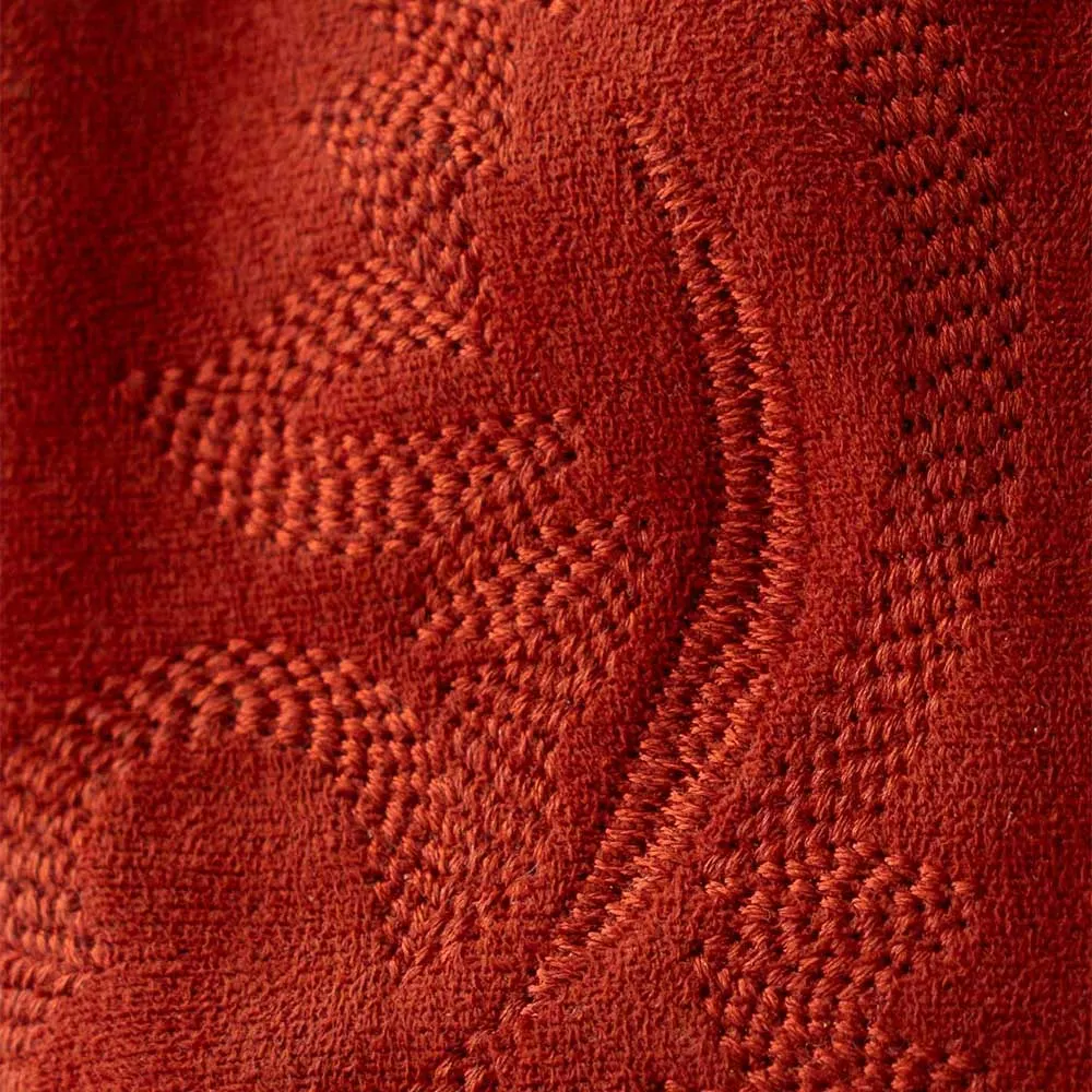 Red Vegan Suede Pointed Toe Chunky Heel Embroidered Cowgirl Boots