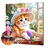 Framed Diamond Painting - Full Round Drill - Kitty (25x25cm)