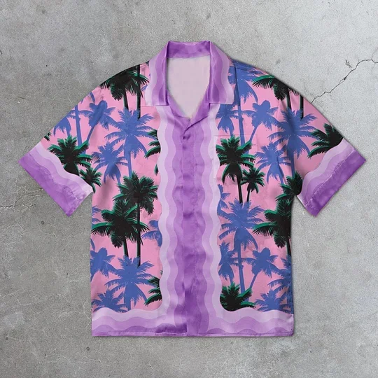 Purple Coconut Hawaii Street Short Sleeve Shirts