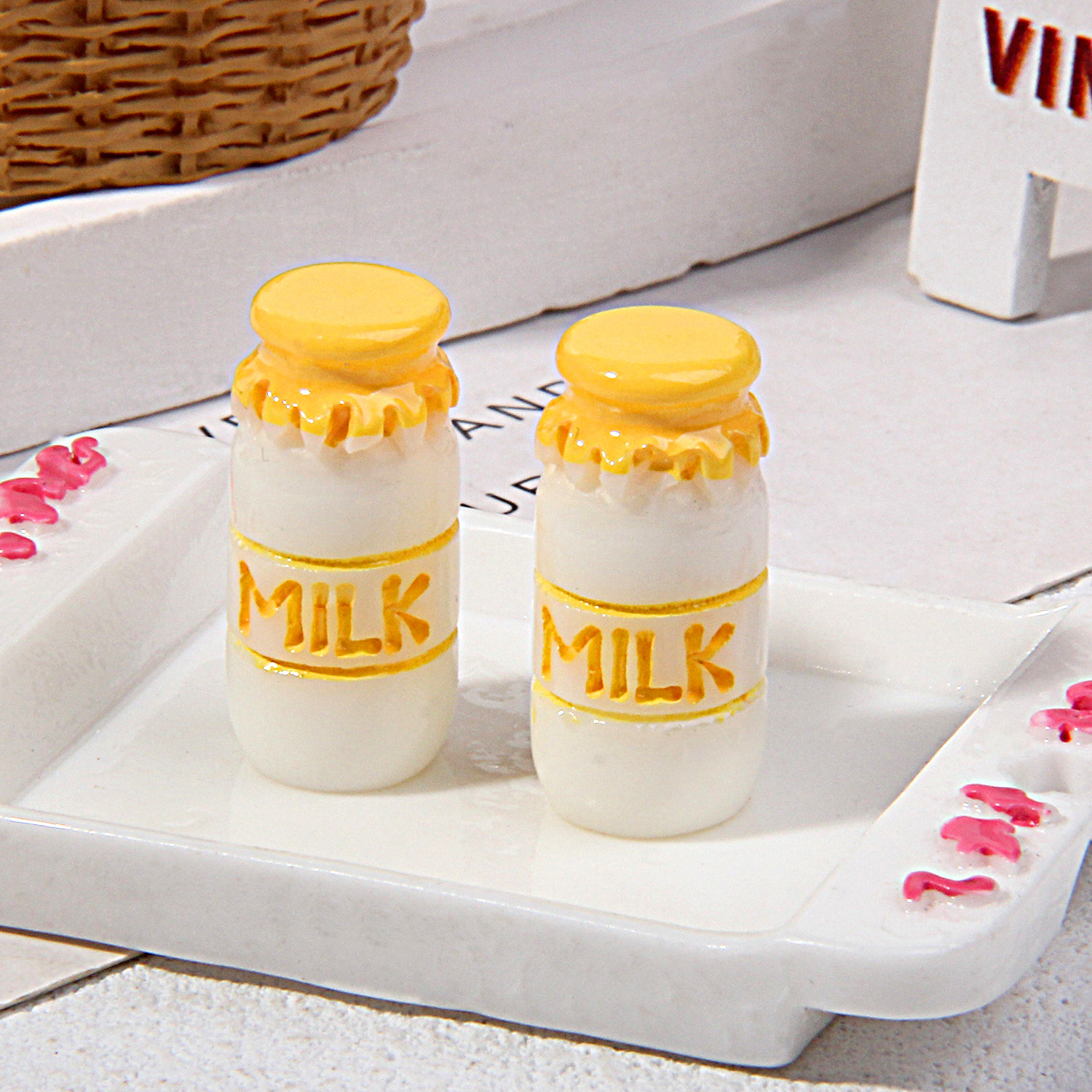 Mini Resin Milk Bottles DIY Accessories