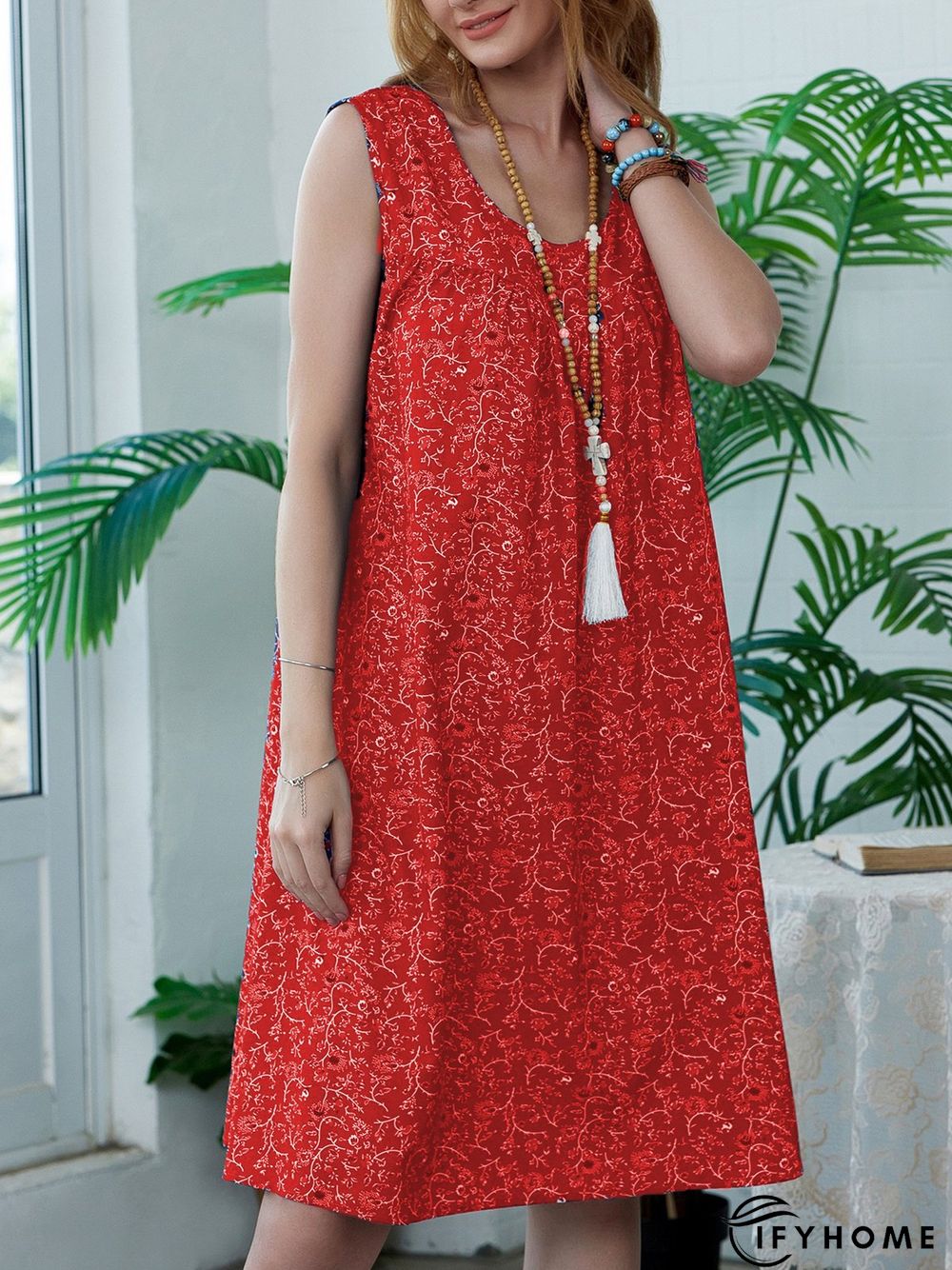 Floral Print Beach Women Summer Midi Dresses | IFYHOME