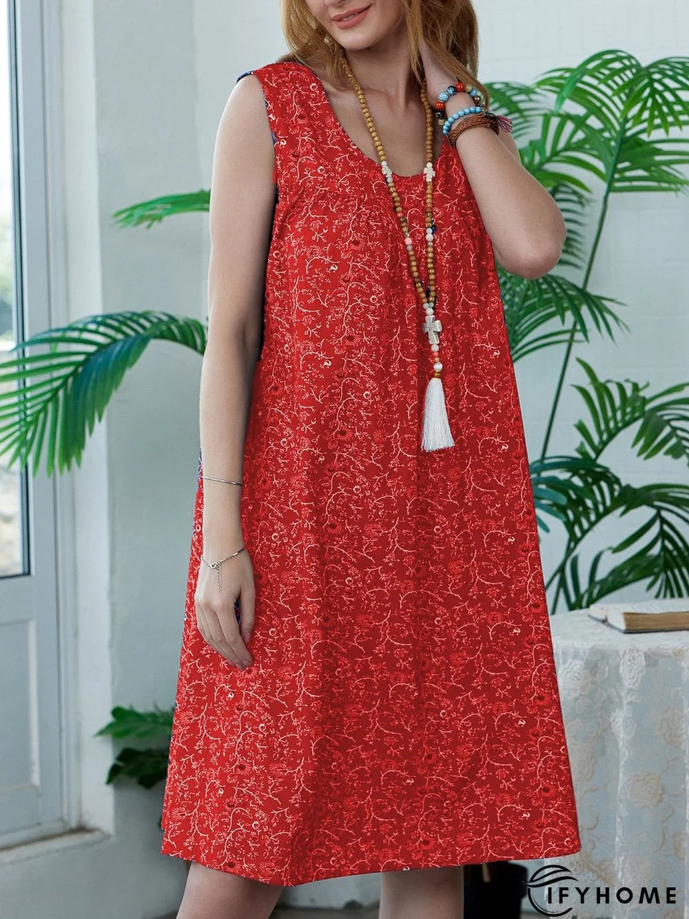 Floral Print Beach Women Summer Midi Dresses | IFYHOME