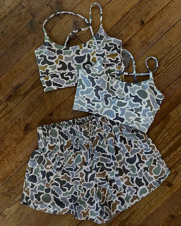 Camo Fashion Sports Bra+ Shorts