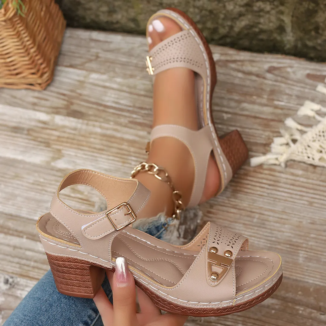 Yyvonne Sandals Women Wear 2025 Summer New Thick-Heeled High-Heeled Sandals Women Casual Comfort