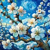 (US Only)Full Embroidery cotton Thread 11CT Printed Pear Blossom Cross Stitch 39x39cm
