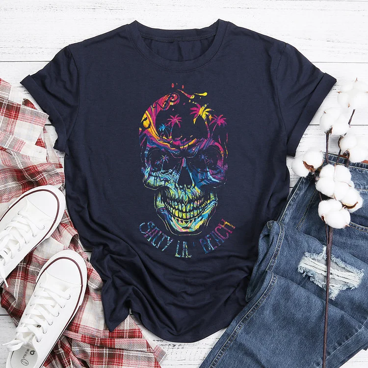 Beach Colorful Skull Coconut Tree  T-Shirt Tee-06090