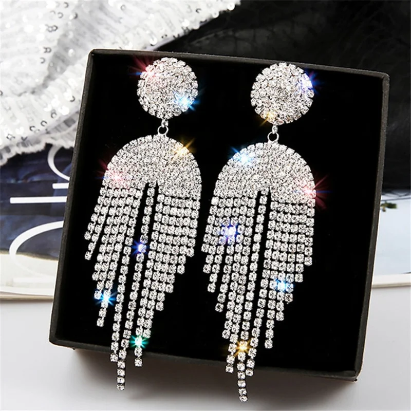 Long Tassel Crystal Earrings | IFYHOME