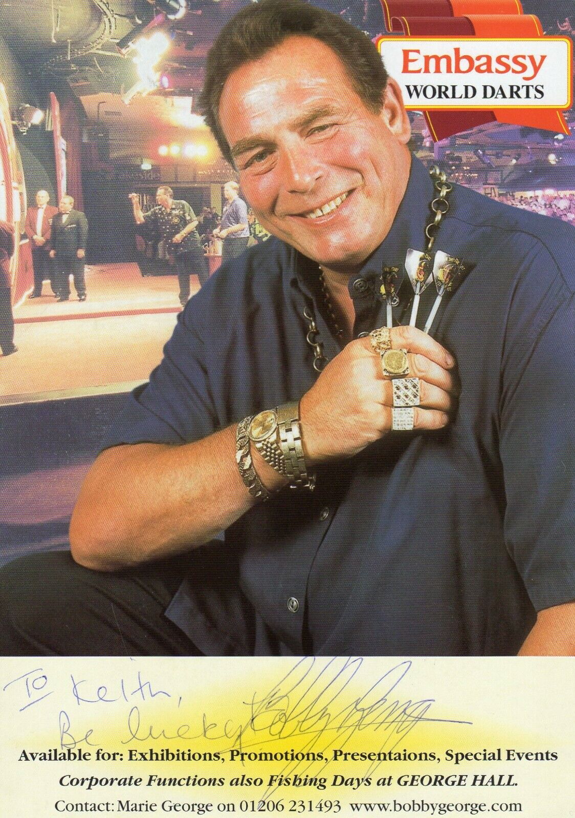 BOBBY GEORGE AUTOGRAPH, DARTS, SPORT