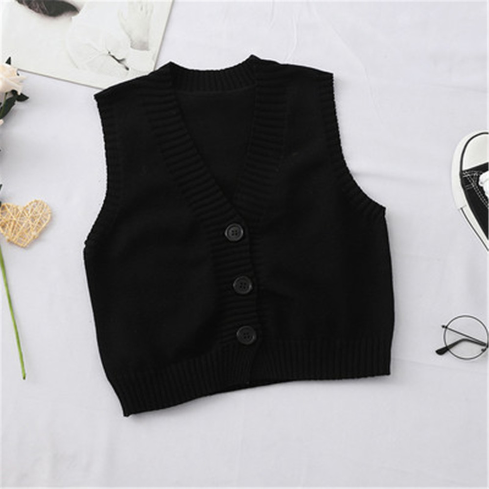 Ballifyex 2020 Women Casual Sweater Vest Sleeveless Waistcoat Knitted Vest For Women Spring Autumn Sleeveless Jacket With Button Top Z3409