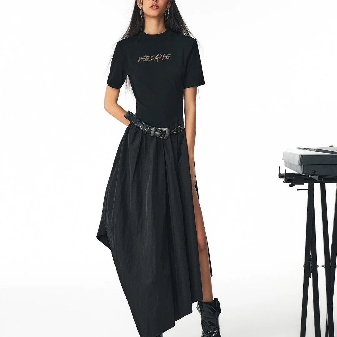 “WESAME” Retro style SHORT-SLEEVED T-shirt Dress
