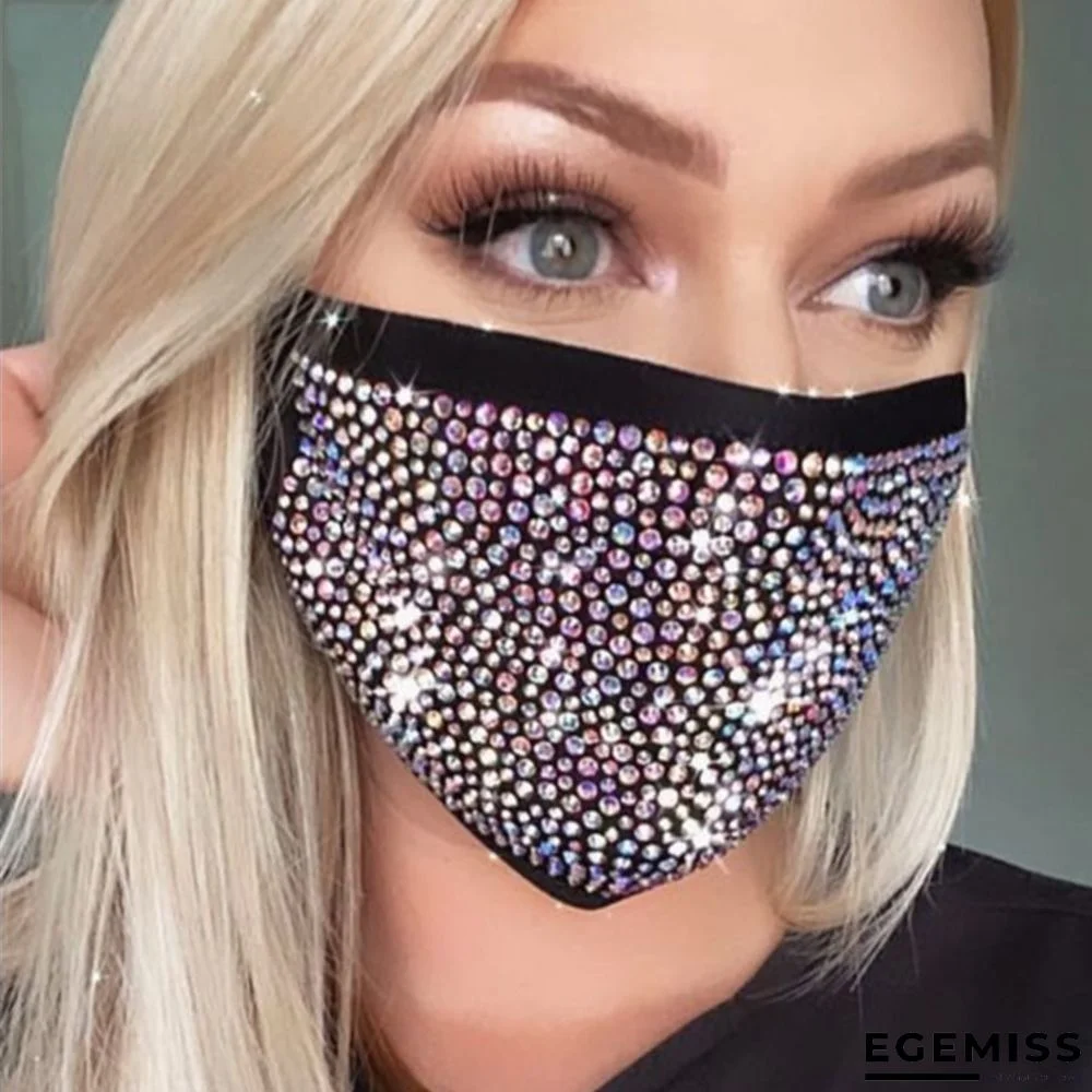 Black Fashion Hot Drilling Decorative White Face Mask | EGEMISS