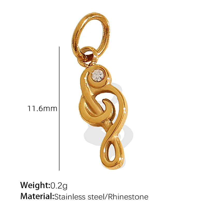 1 Piece 14.2*9.3mm 304 Stainless Steel Artificial Rhinestones 18K Gold Plated Moon Heart Shape Horseshoe Pendant Jewelry Accessories