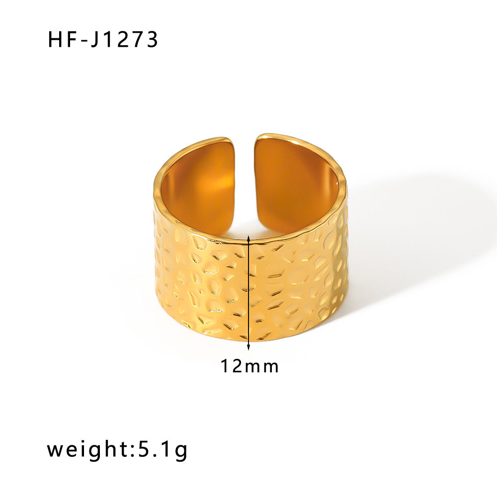 Women IG Style Circle Round Geometric Stainless Steel Electroplating Rings