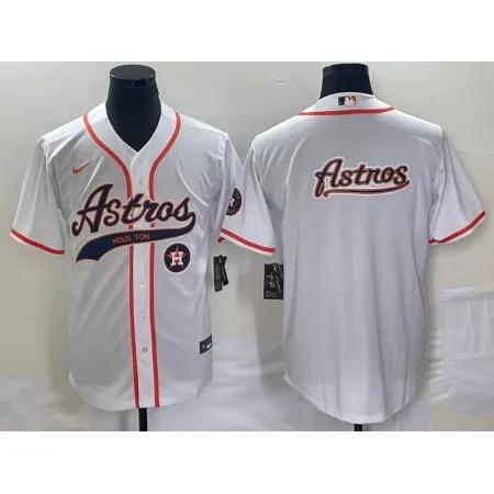 Men's Houston Astros White Team Big Logo With Patch Cool Base Stitched Baseball Jersey 8P64