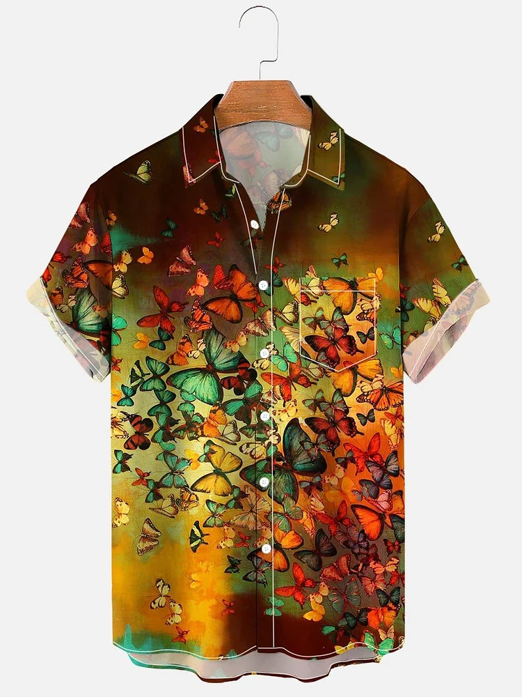 Men's Butterfly Pattern Short Sleeve Shirt