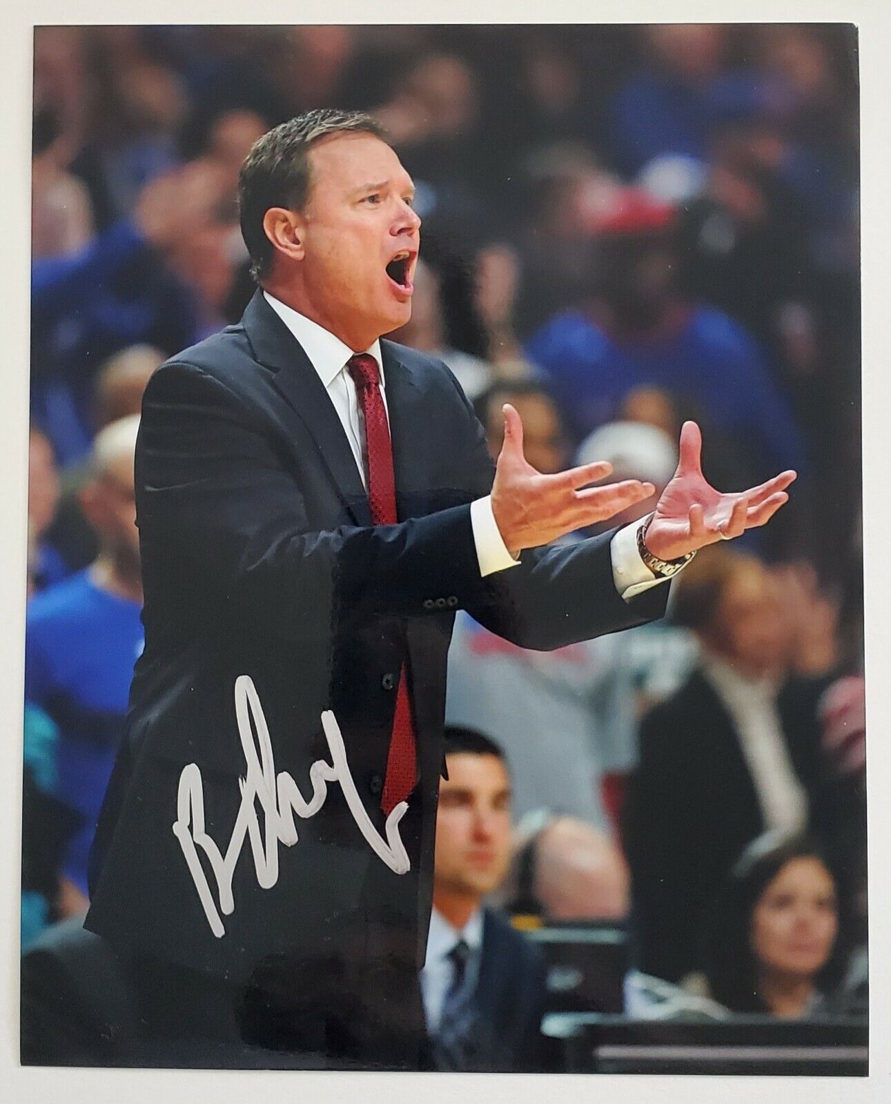 Bill Self Signed 8x10 Photo Poster painting Coach Kansas Jayhawks Basketball NCAA RAD