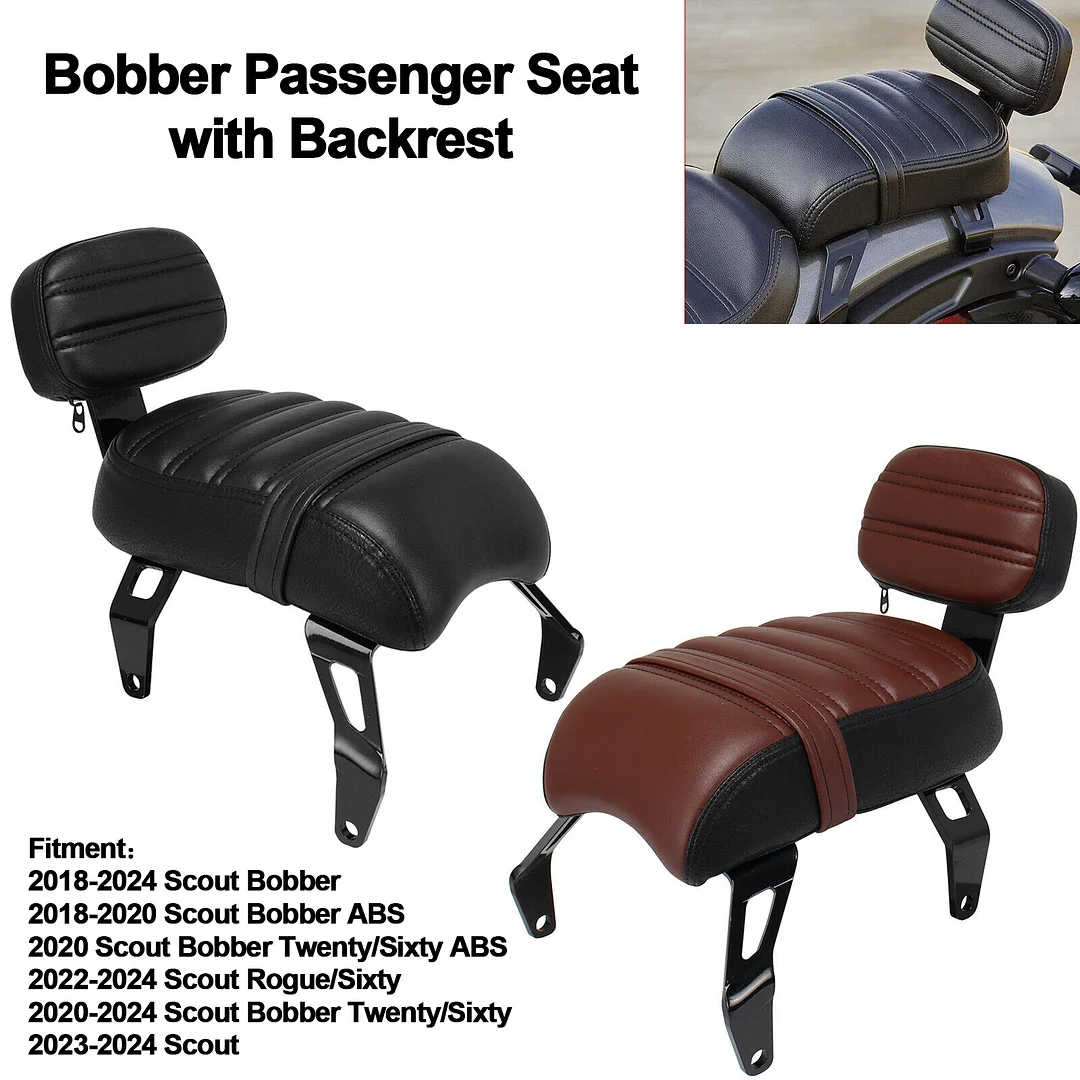 Passenger Seat w/Backrest For Indian Scout Bobber Twenty/ABS Sixty/ABS Rogue 2018+