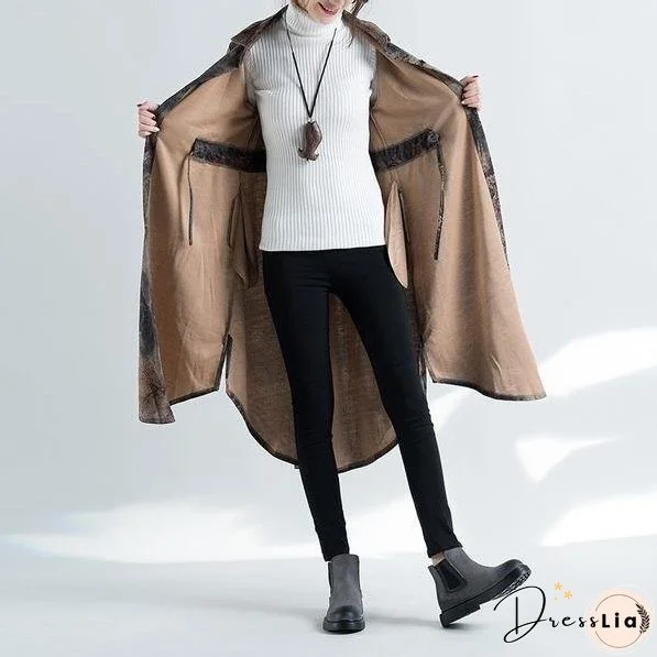 omychic plus size cotton wool vintage for women casual loose autumn winter shirt dress